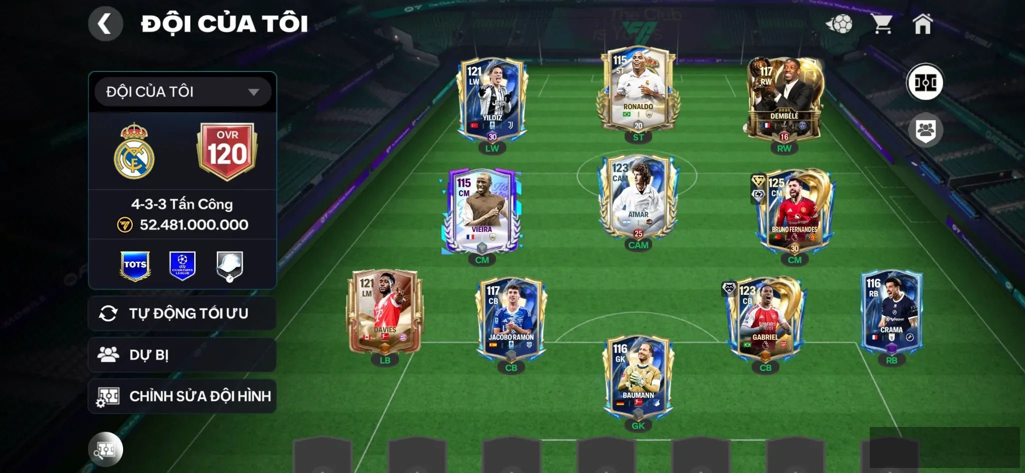 Ovr 120 Bruno utot+Gbatiel utot ,6k hp ,3 rank chưa đá