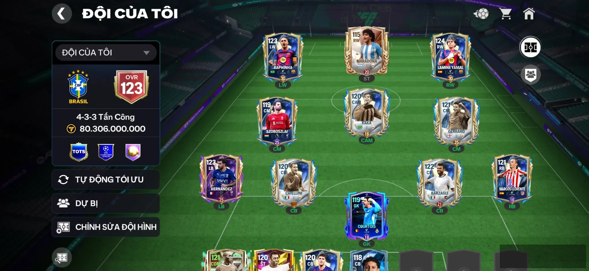 OVR 123,..Yamal + Raphinha + maradona + Kaka + Cuto + nhiều cầu thủ ngon cho ae đá…