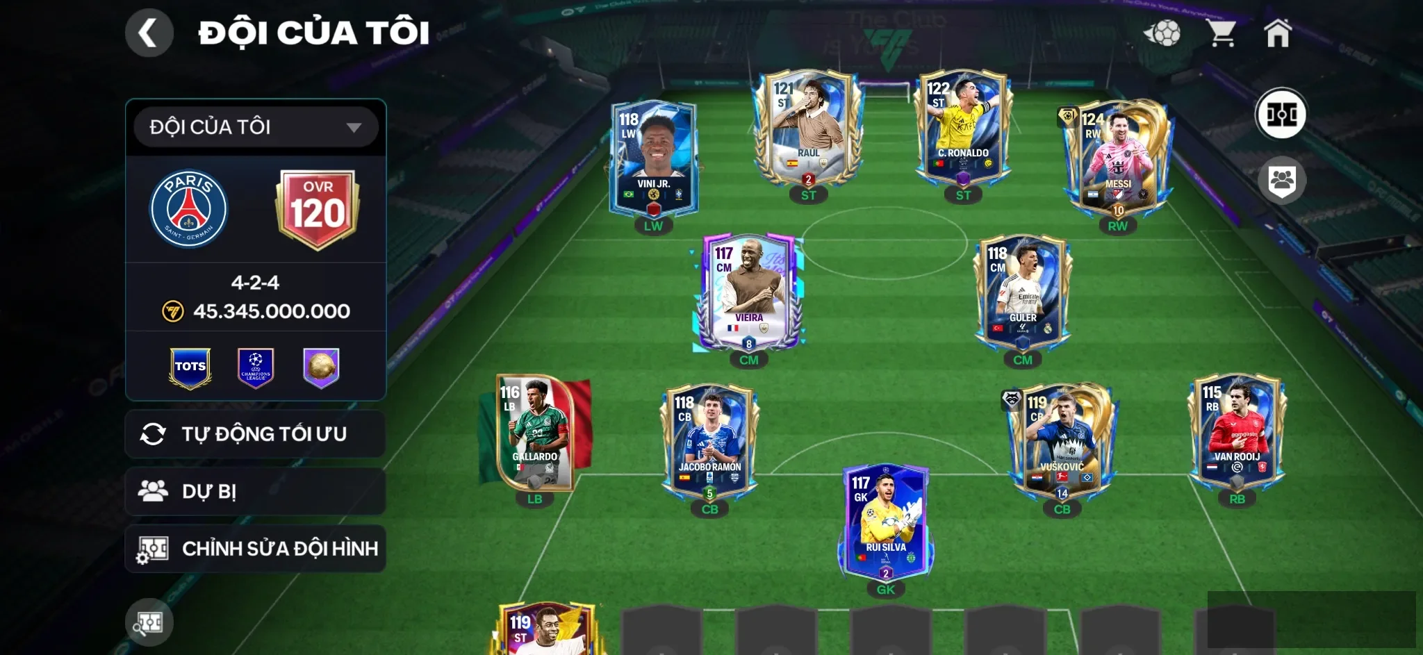 OVR 120,..Messi + Cr7 + RAUL + Kovic + nhiều cầu thủ ngon cho ae đá…