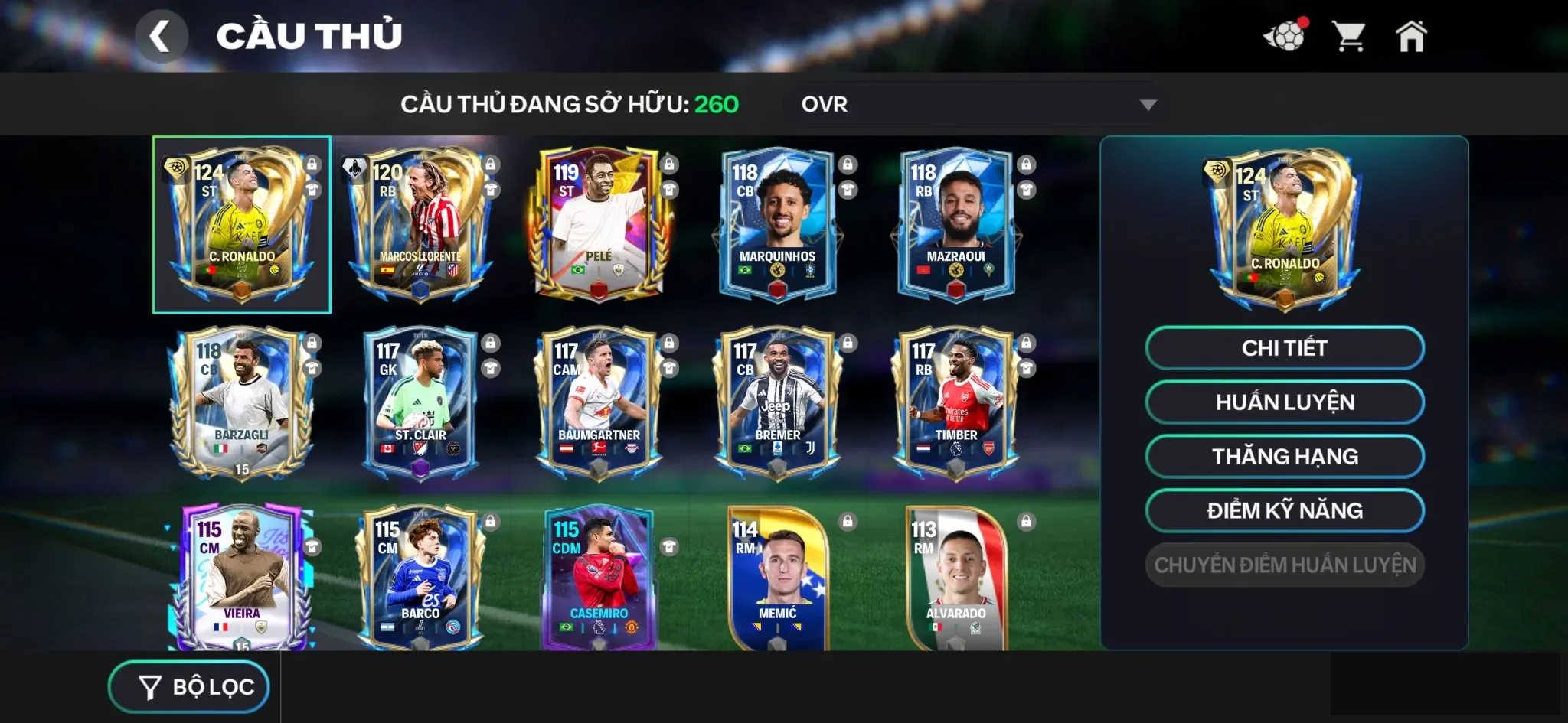 Cr7 utot+ 1 cthu utot , dư7k hp ,3 rank chưa đá