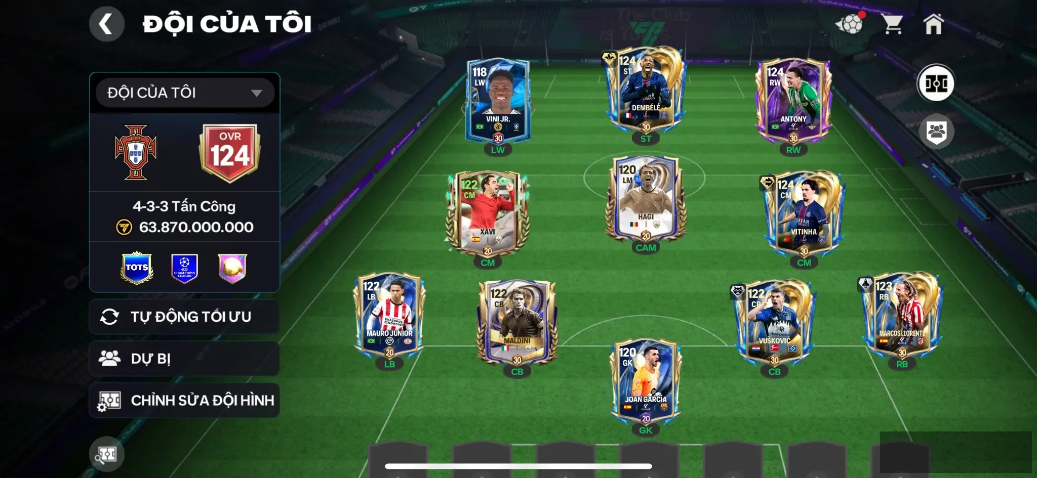 Ovr 124 Dembele utot+ Vitinha utot+ Atony+ 2 cthu utot,3 rank chưa đá , sẵn 300 hhtd ,gần 1k hhth