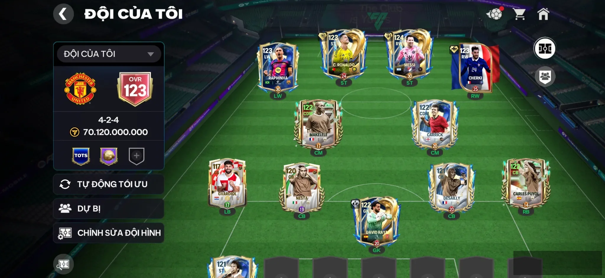 OVR 123,..Mesi + Cr7 + raphinha + Cherki + Makelele + Carbih + David + Raul ,..nhiều cầu thủ ngon cho ae.