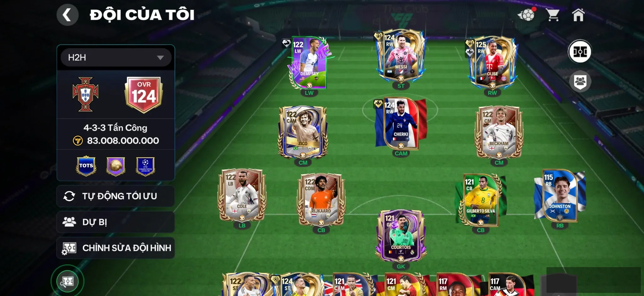 OVR 124,..Cr7 + Messi + Olise + Nhiều cầu thủ ngon cho ae,…Rank cao.