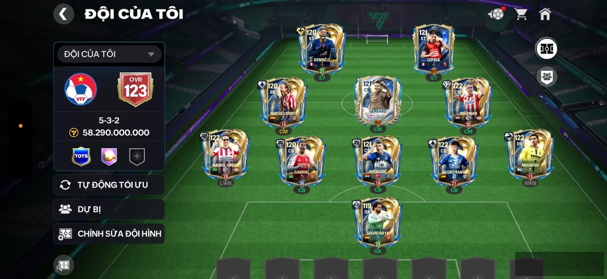 OVR 123,..Dem + marco + gariel + kovic + david ,..nhiều cầu tủ utots .