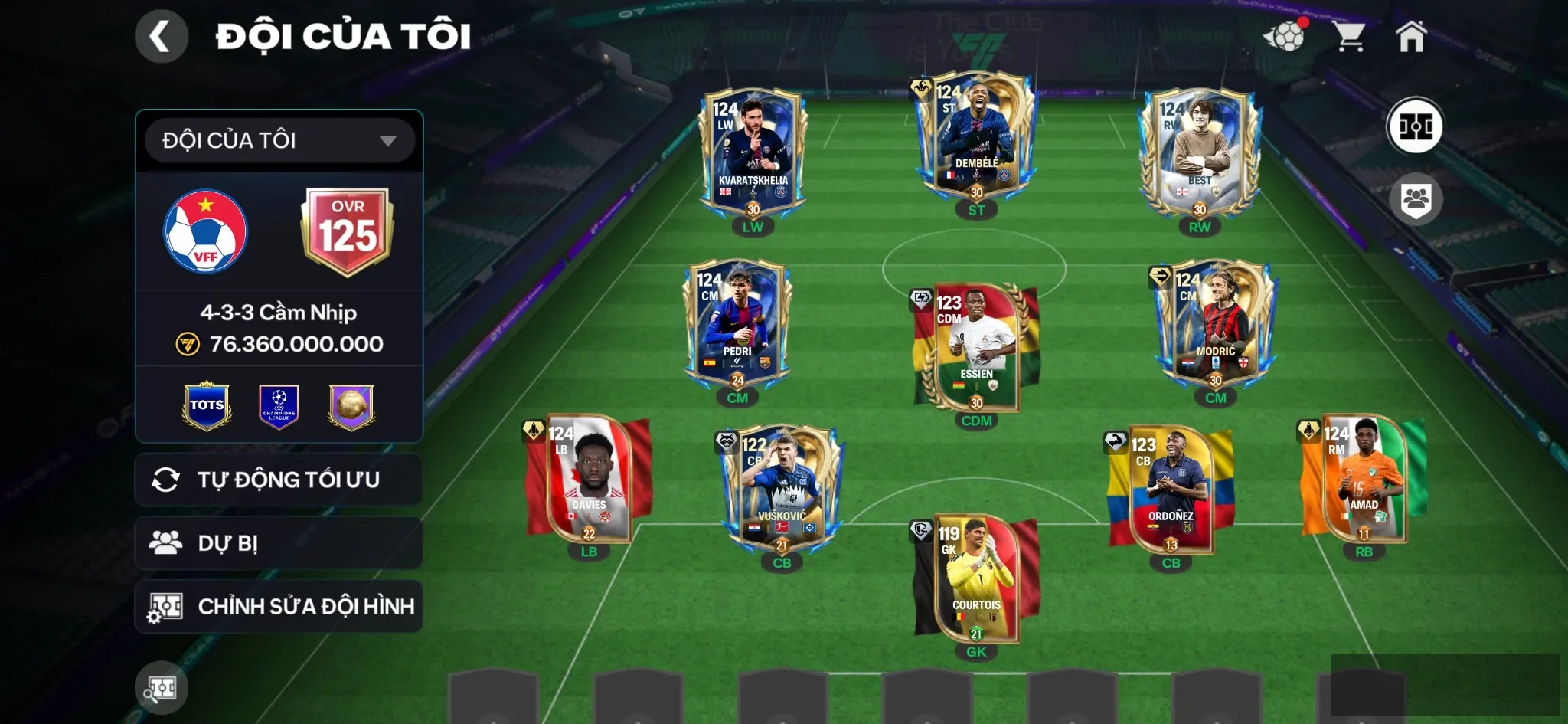 Ovr 125 Dembel utot+ Modric utot+ Nhiều cthu 119 +1 utot , Đội hình siêu đẹp
